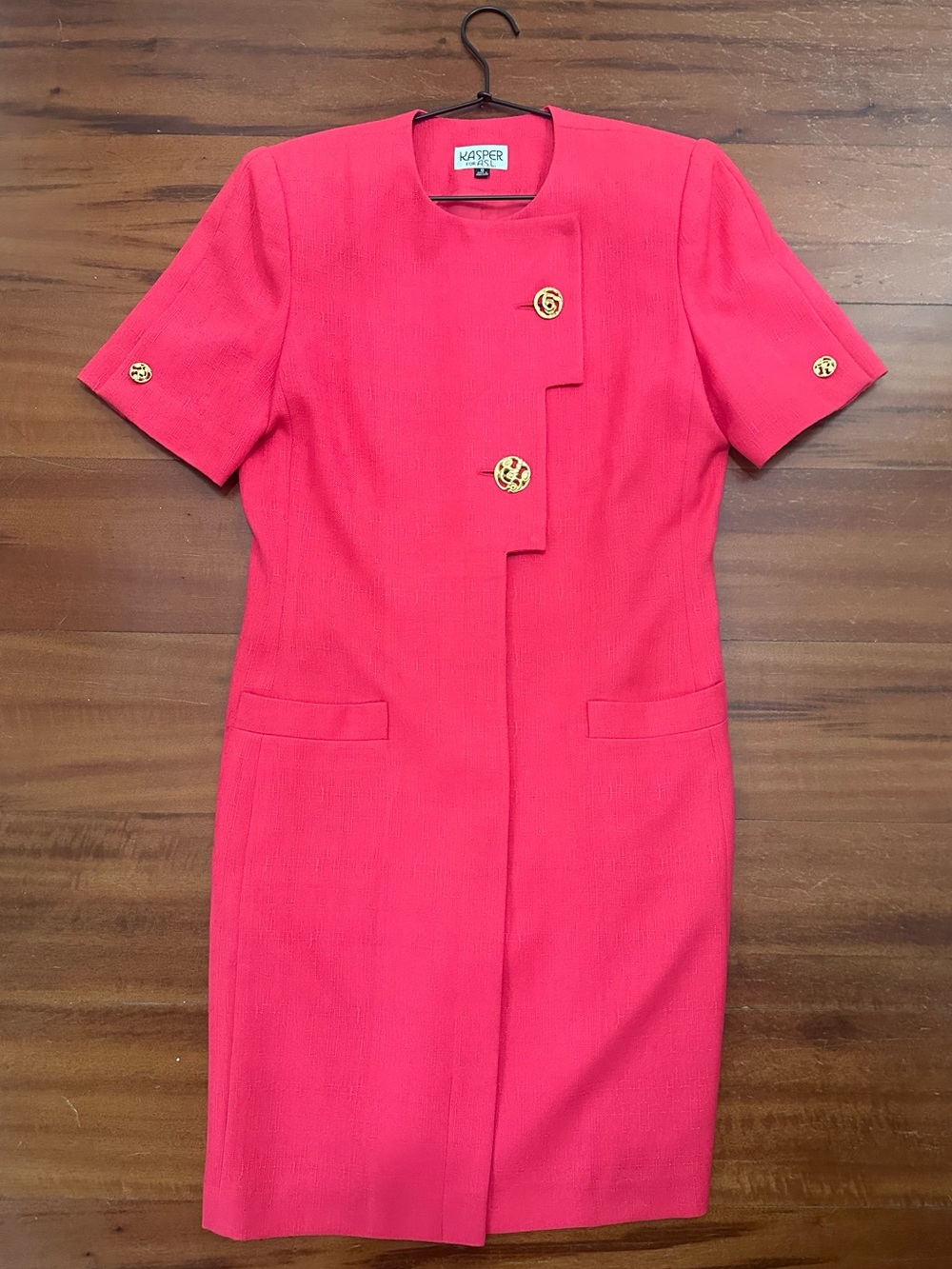 Kasper for A.S.L. Vintage Hot Pink Structured Dress